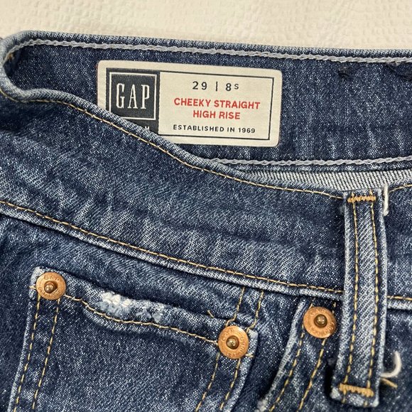 Gap High Rise Cheeky Straight Jeans with Washwell 29/8s - Picture 4 of 6